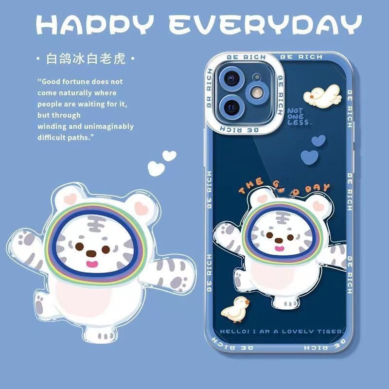 Soft Case Silikon TPU Transparan Motif Harimau Untuk Iphone 13 12 Mini 11 10 Pro XS Max X XR 8 7 6 6S Plus SE 2020