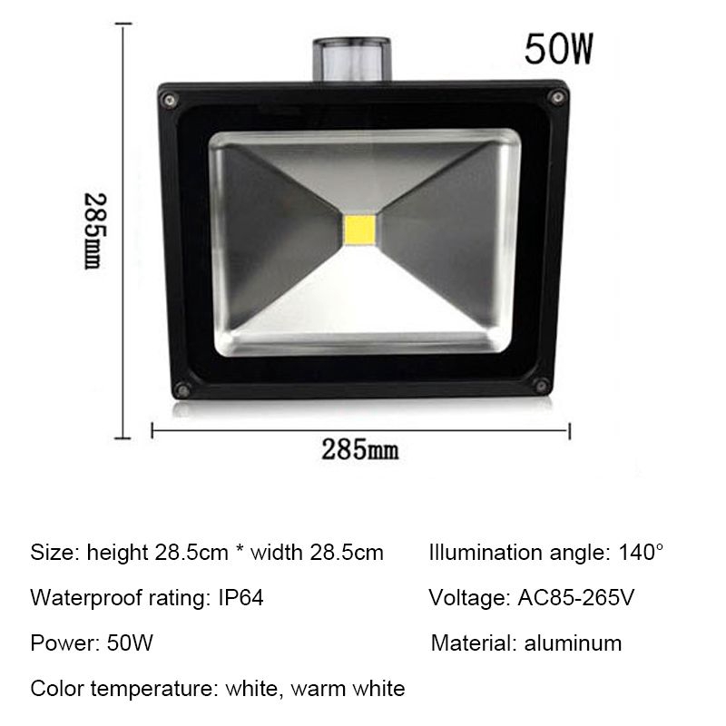 Motion Sensor Led Flood Light 10w 20w 30w 50w Pir Led Motion Sensor Lamp Ip65 Outdoor Light Shopee Indonesia