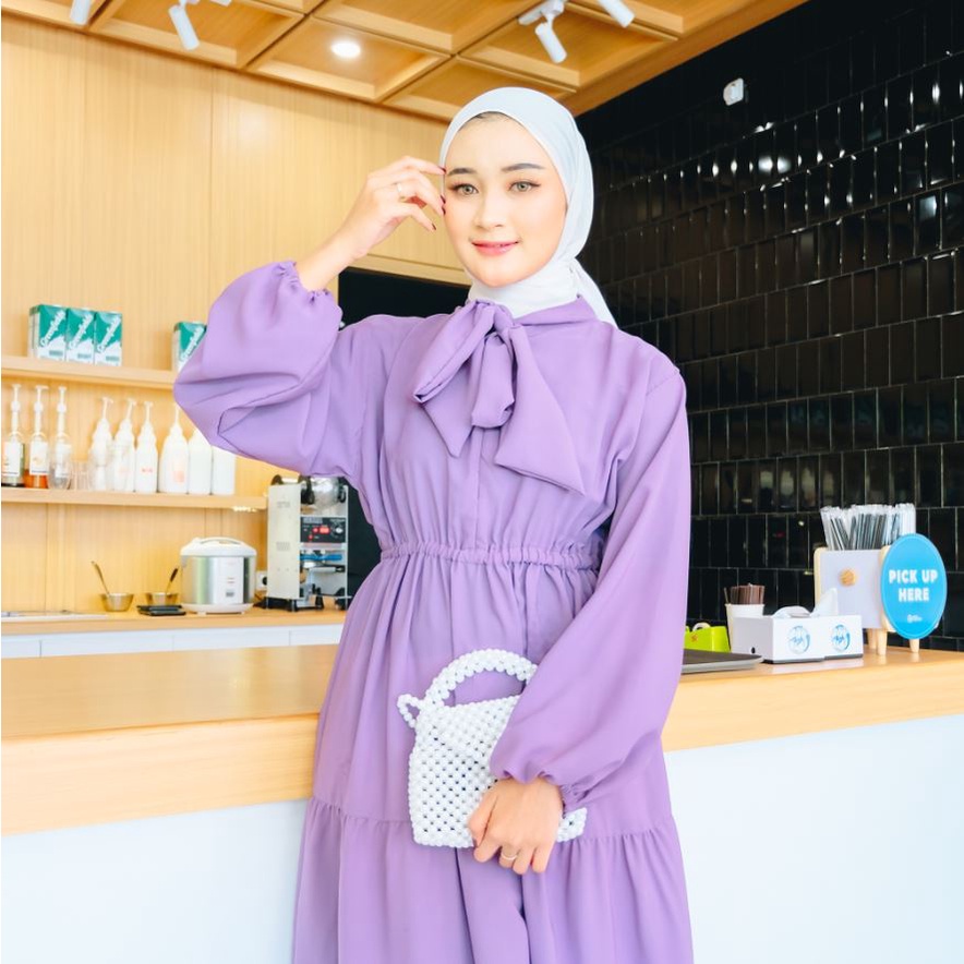 GAMIS BLESIA RUFFLE MAXI MIDI DRESS REMAJA WANITA / BAJU DRESS GAMIS WANITA SYARI LENGAN BALON