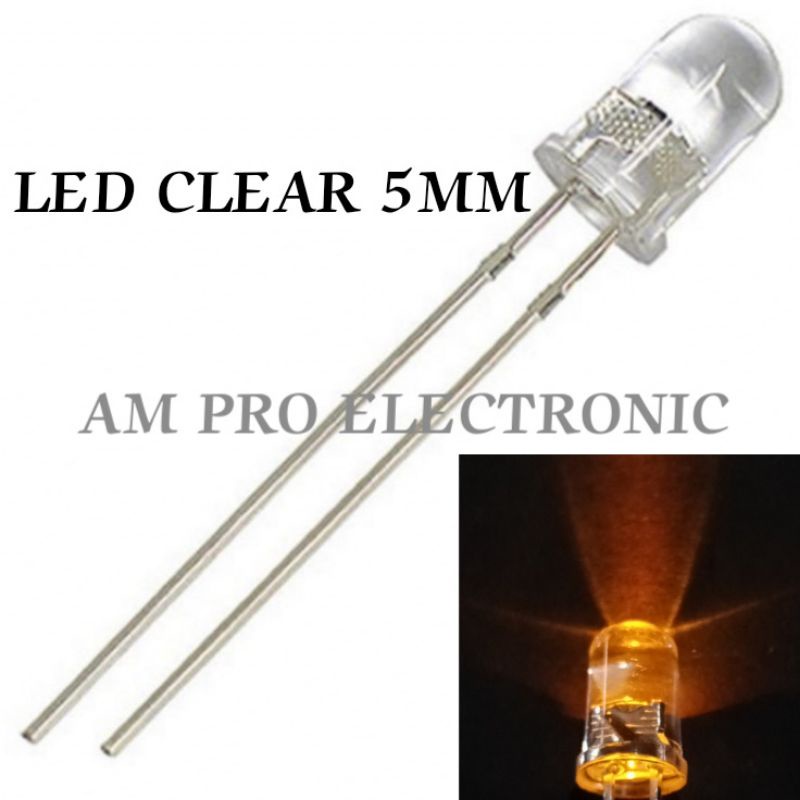 100pcs Lampu LED Clear 5mm Kuning