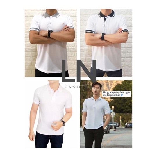 Polo Shirt PUTIH / PoloShirt / Kaos Kerah Polos Kombinasi Unisex