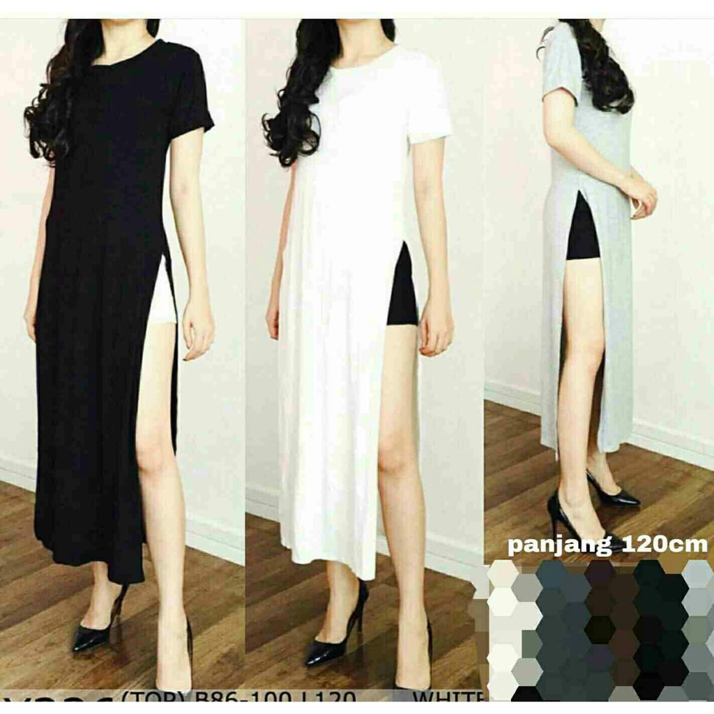 INV - DRESS SPANDEX LONG LONG / ABU / HITAM / PUTIH