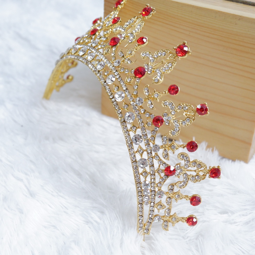 Mahkota/Tiara Ukir Simpel Swarovski Red