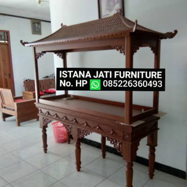 Meja aquarium kayu jati