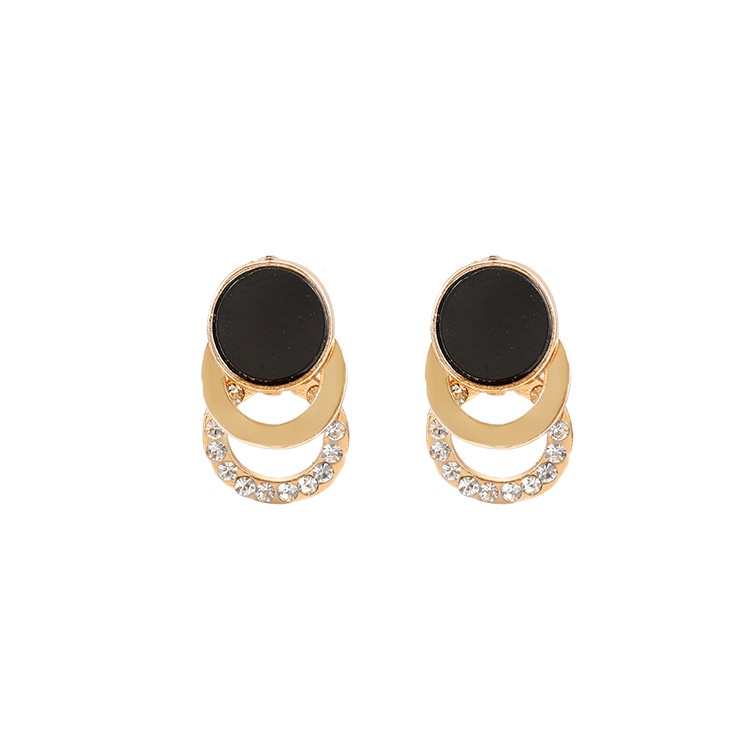 Sterling silver jarum stud anting-anting wanita hitam elegan Korea anting-anting 2019 baru trendi an