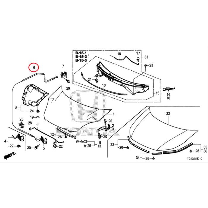 Kabel Kap Mesin Honda Brio 2013-2017 Genuine