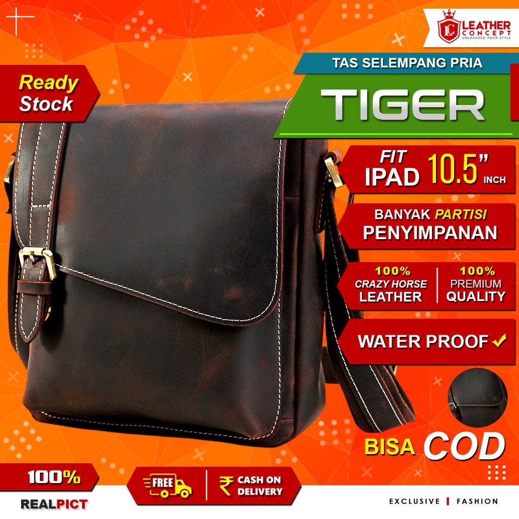 Tas Selempang Kulit Asli Crazy Horse Leather - TIGER by Napoleon