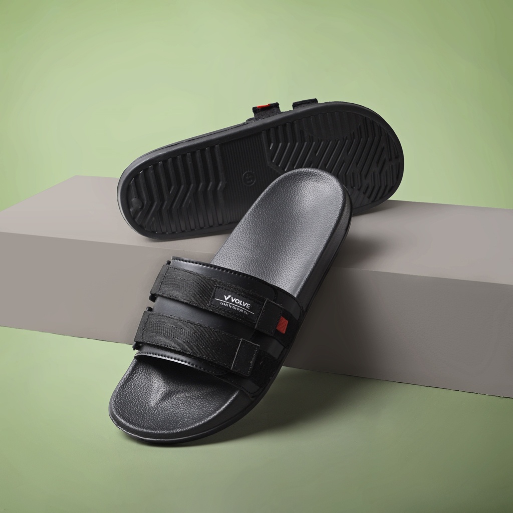 GETA BLACK WHITE ORIGINAL x VOLVE PROJECT Sandal Casual Hitam Pria Sendal Slide Jalan Santai Harian Slippers Hangout Main Kondangan Lebaran Slop Selop Karet Premium Slip On Remaja Dewasa Flip Flop Kerja Formal Sport Footwear Keren Terbaru Kekinian Branded