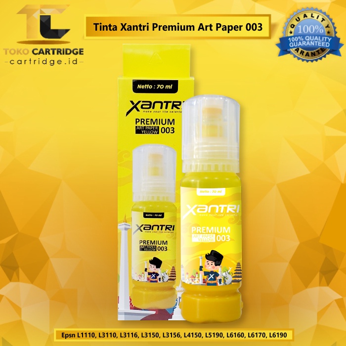 Tinta Xantri Premium Art Paper 003 Cyan Magenta Yellow 70ml, Printer Epson L1110 L3110 L3116 L3150 L3156 L4150 L5190 L6160 L6170 L6190