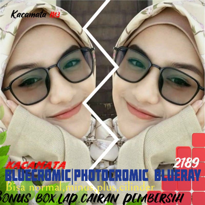 kacamata lensa bluecromic atau photocromic blueray bisa normal minus plus cilinder tergantung permintaan sampai minus 5 cyl 2 harga masih sama tulis saja pesanan kaka di catatan saat order free box lap cairan pembersih kacamata kode 2189 size 52-19-147