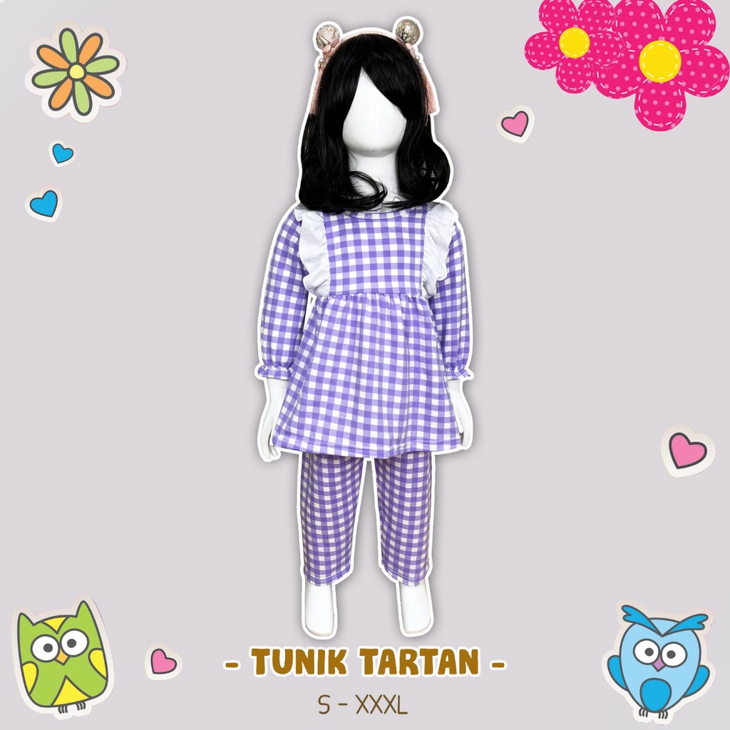 OWLET- SETELAN TUNIK TARTAN / SETELAN TARTAN / SETELAN ANAK PEREMPUAN