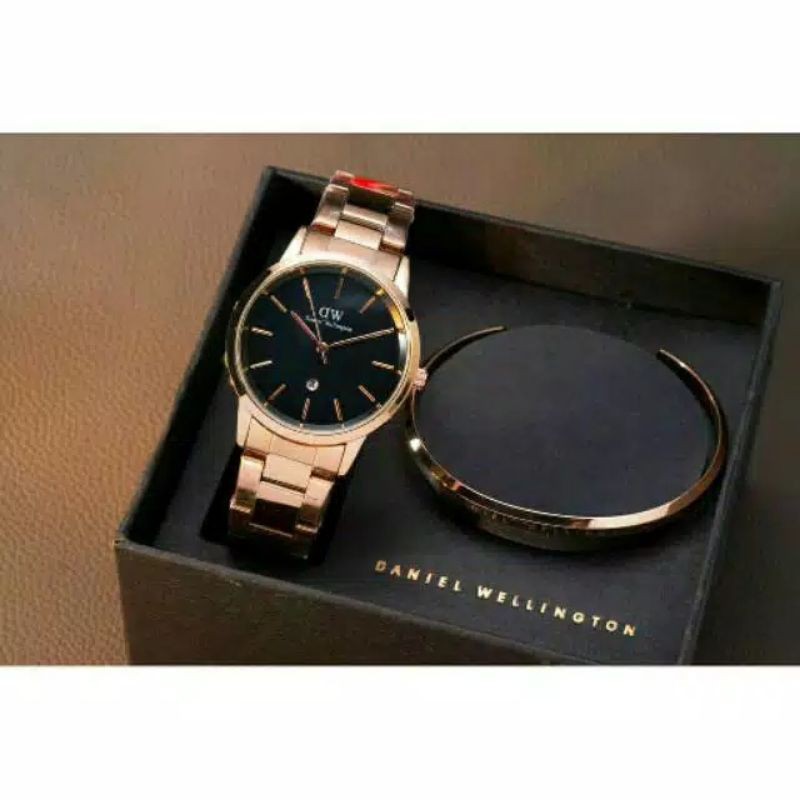 Jam Tangan Wanita W6135D LV Tanggal Aktif Tali Rantai Free Gelang, Box Original & Baterai