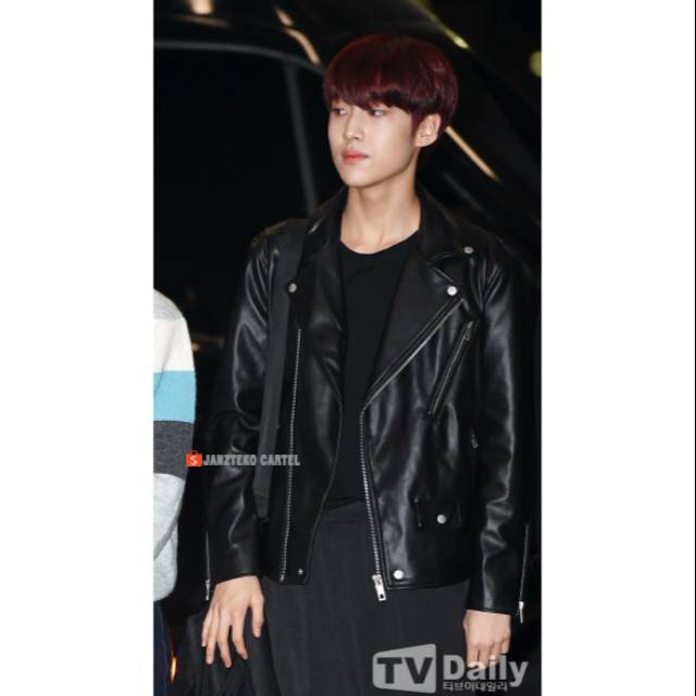 JNK x EUNSANG -  Jaket Kulit X1 Lee Eun Sang Looks Like Pria Wanita Unisex PU Synthetic Leather Jacket Premium Original Zipper Import Distro Kpop Girl Boy Band Korea Cowok Cewek Remaja Dewasa Laki Laki Perempuan Anak Muda Kekinian Acara Kerja Kantor Dinas