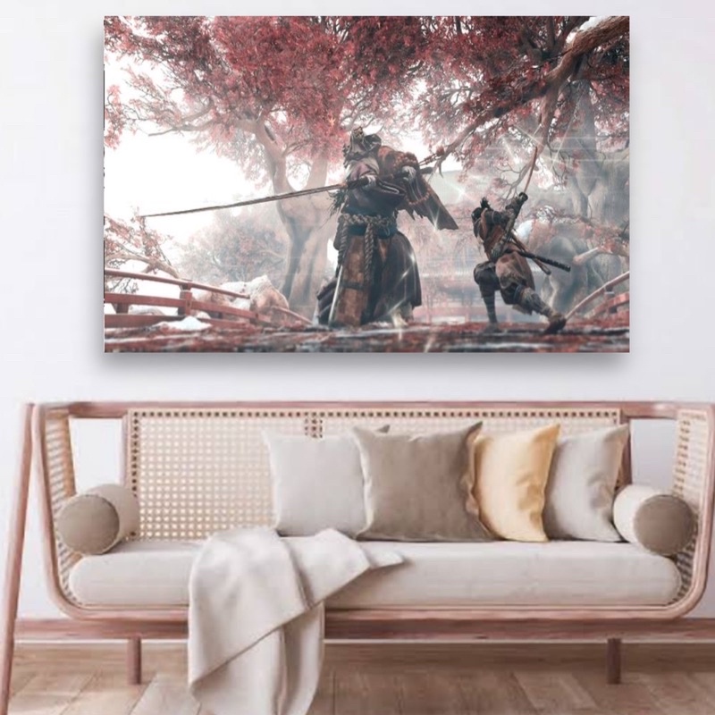 Poster cetak hiasan dinding jumbo gambar samurai ukuran 100x70cm dan 200x100cm tanpa bingkai dekoras
