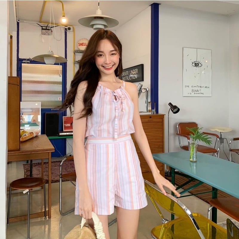 Tq88indonesia Fashion Setelan Seksi Wanita / Picato Set  Set Marsmellow / Set Singlet Wanita Celana Pendek / Baju Setelan Wanita Kekinian / Ootd / Baju Set Cewek Terbaru / Pakaian Santai Wanita / Setelan Pantai Wanita