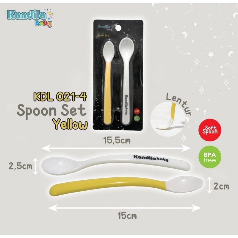 KANDILA SPOON SET  Sendok Makan Bayi isi 2 Lentur Sendok MPASI - Kandila Sendok Garpu Makan Anak Bayi dengan Box Penyimpan Spoon Fork Set Traveling - Kandila Sendok Silikon Bayi dengan box Penyimpan Gigitan Sendok Bayi