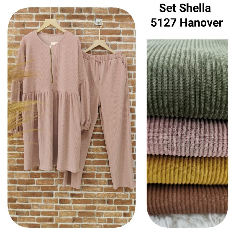 5127 SET SHELLA HANOVER BY CLARKE - SETCEL KNIT / SETCEL HANOVER / SET TUNIK OVERSIZE / SETELAN TUNI