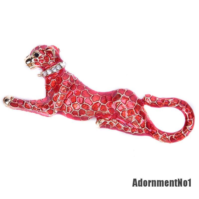 (Adornmentno1) Bros Pin Desain Leopard Merah Hias Kristal Untuk Wanita