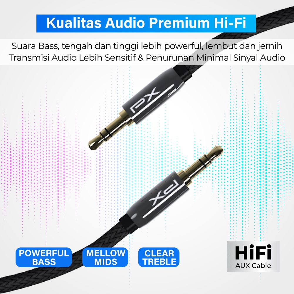 Kabel Aux Audio 3.5mm Male to Male Speaker 0.5 Meter HiFi PX CO-YP0105