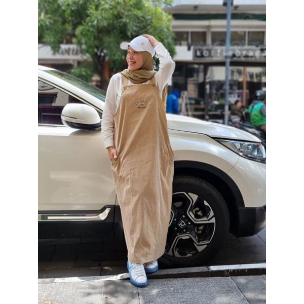 Eazy Style Set Overall Polka Mocca Terbaru