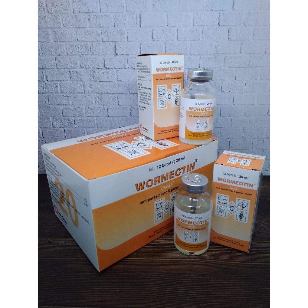 Wormectin Injeksi 20 Ml - Box - Isi 12 Botol @ 20 Ml - Obat Suntik Membasmi Kutu, Tungau, Kudis, Sca
