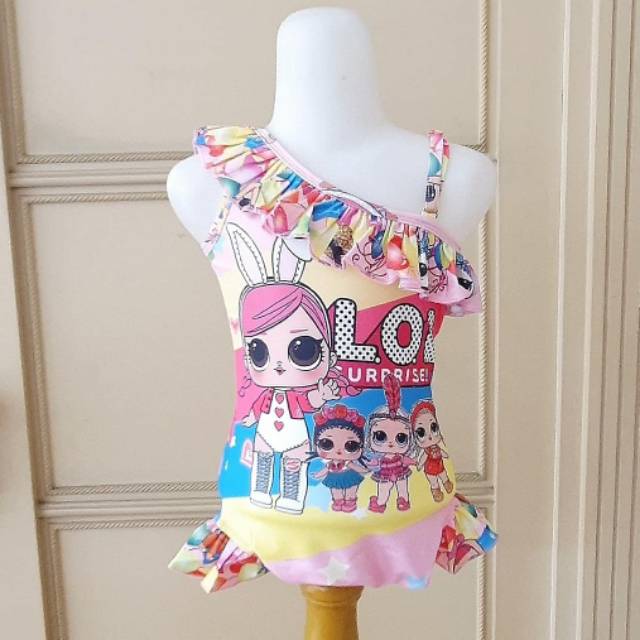 LOL SWIMSUIT / BAJU RENANG ANAK PEREMPUAN LOL PINK UNGU KUNING IMPORT KOREA MURAH / PAKAIAN RENANG