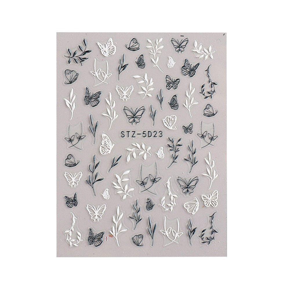 [Elegan] Self-adhesive Nail Decals Bunga Kupu-Kupu Salon Kuku Nail Art Sliders DIY Stiker Kuku Kuku Nail Art Decals Manicuring Sticker