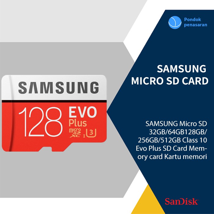 SAMSUNG Micro SD 32GB/64GB128GB/256GB/512GB Class 10 Evo Plus SD Card Memory card Kartu memori