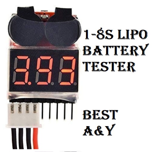 Lipo Battery 1-8s Tester Low Voltage Buzzer Alarm Baterai Li-Po