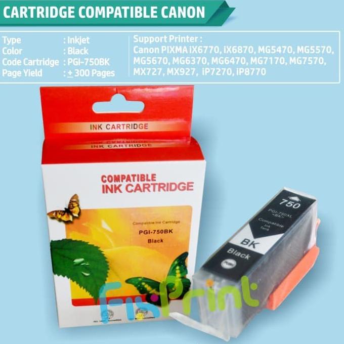 Cartridge Tinta Canon Pgi 750 Black Printer Ix6770 Ip7270 Compatible