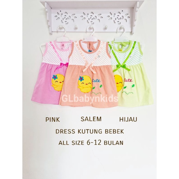 OBRAL! Ecer Dress Anak Bayi Kutung Bordir Bebek All Size 6-12 Bulan 100%Katun