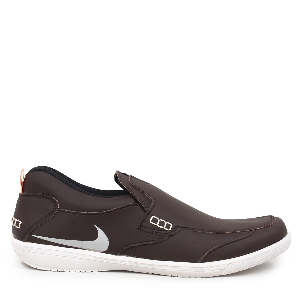 MS - PROMO COD Sepatu Selop Pria Nike Boston Coklat Slip On Casual Santai Murah Terbaru Kekinian