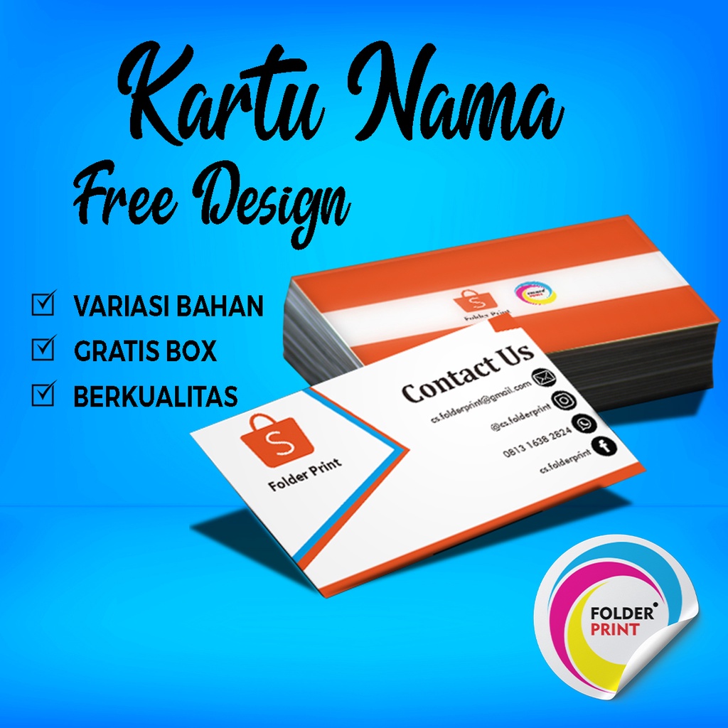 Cetak Kartu Nama Murah Ekonomis Free Design dan Box