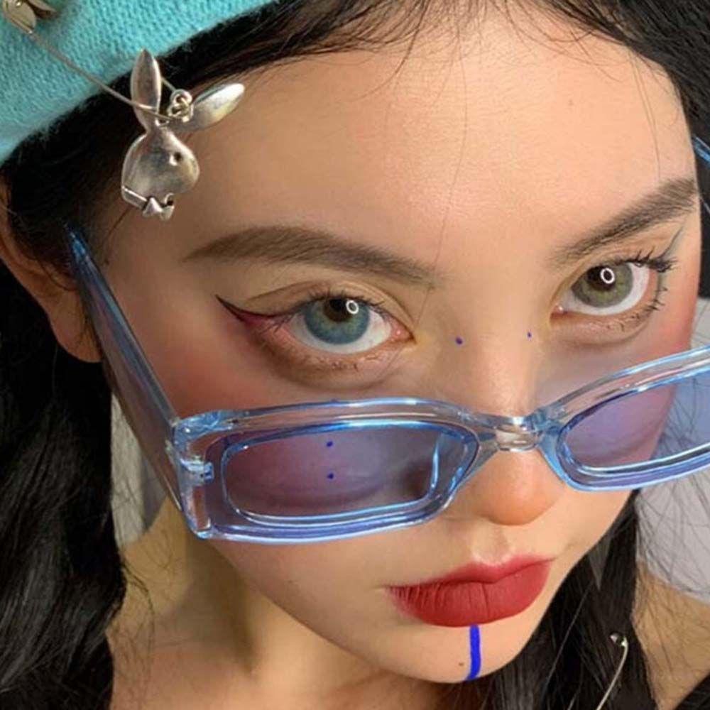 Mxbeauty Kacamata Hitam Persegi Panjang Untuk Pria Eropa Dan Amerika Anti-UV Bingkai Kecil Hitam Rectangle Frame Cat Eye Sunglasses