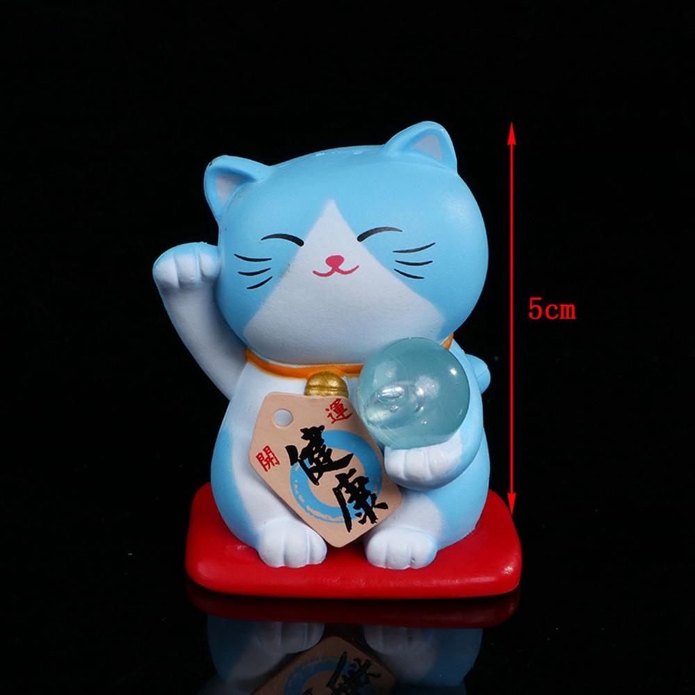 [Elegan] Lucky Cat Figurine 3D Kartun Hadiah Mobil Desktop Ornamen Kaca Dekorasi Decoration Craft