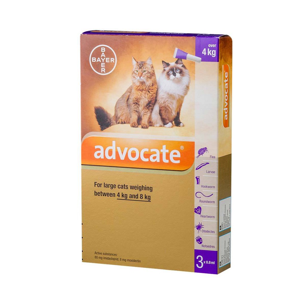 ADVOCATE CAT-OBAT KUTU-CACING TETES KUCING - berat 4-8kg -PER PIPET