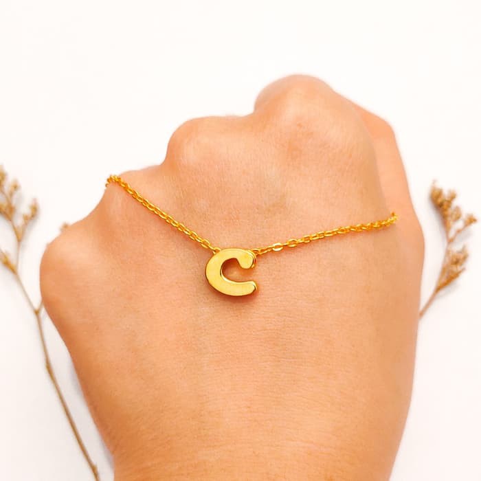 Grosir Set kalung liontin nagita huruf C emas asli Keren