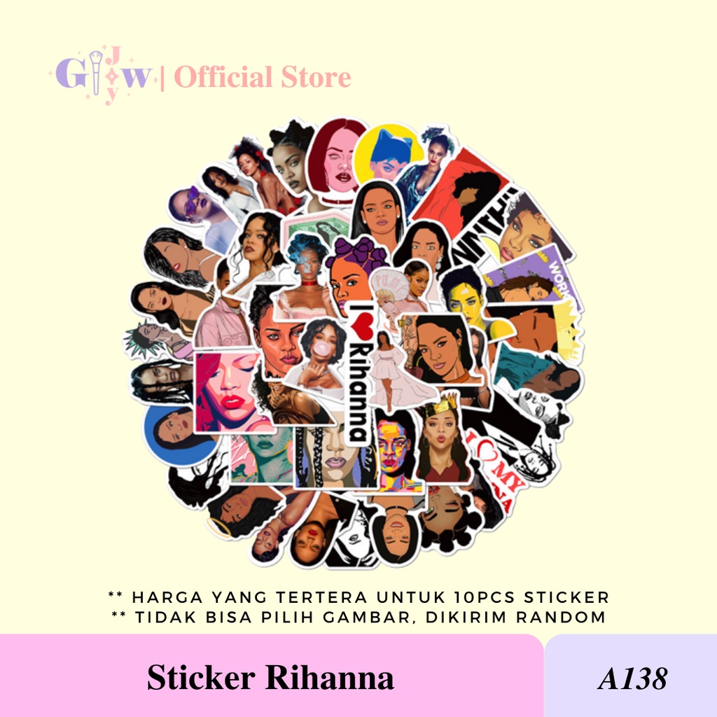 A138 STICKER 10PCS (RIHANNA) anti air notebook scrapbook label tempel motif kartun superhero super hero unik lucu atk alat tulis kantor murah viral termurah kartun komputer leptop handphone hp smartphone koper laptop tembok kulkas disney anime singer