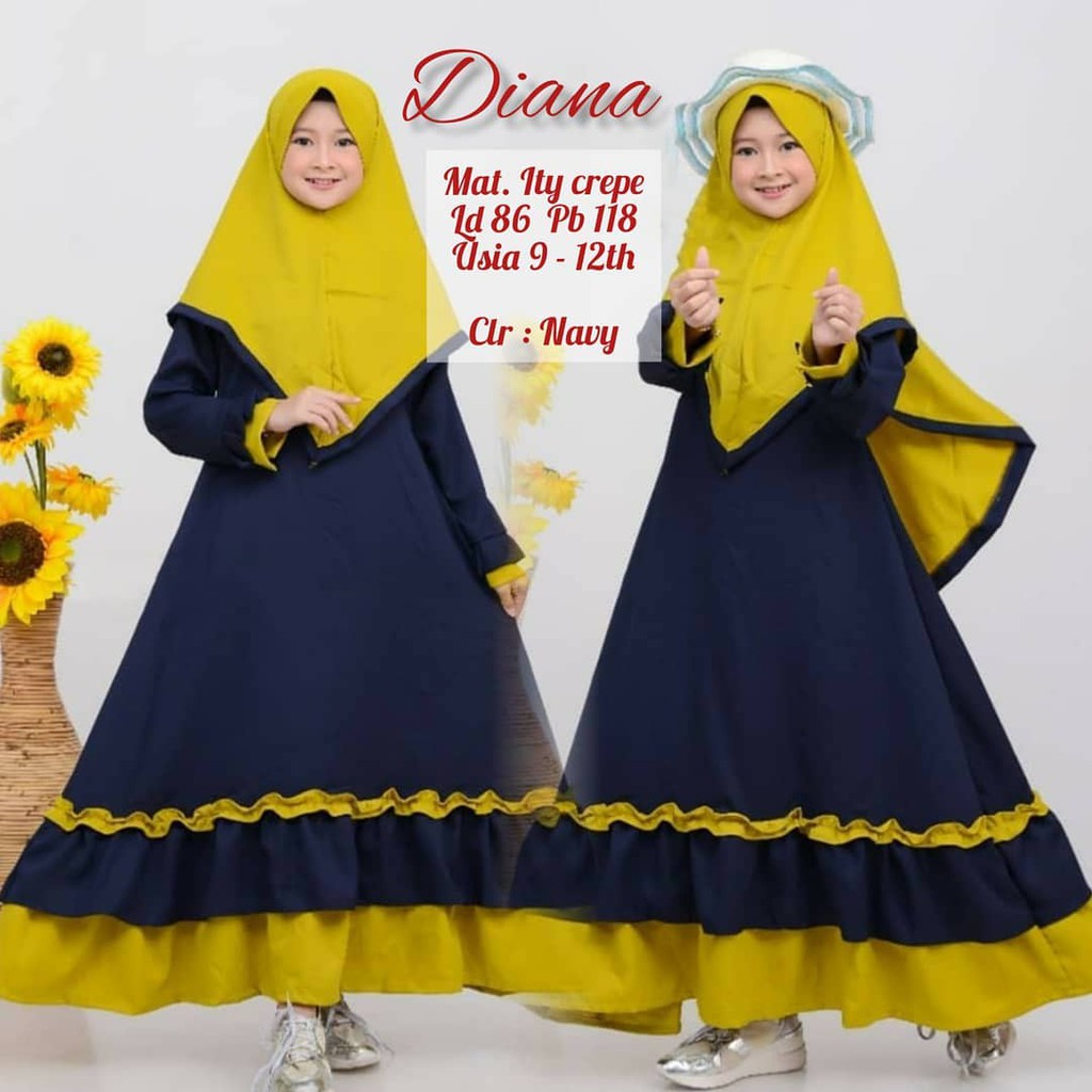 DIANA SYARI KIDS Baju Gamis Syari Anak Perempuan Model Terbaru 2020 Baju Anak Umur 9 - 12 Tahun
