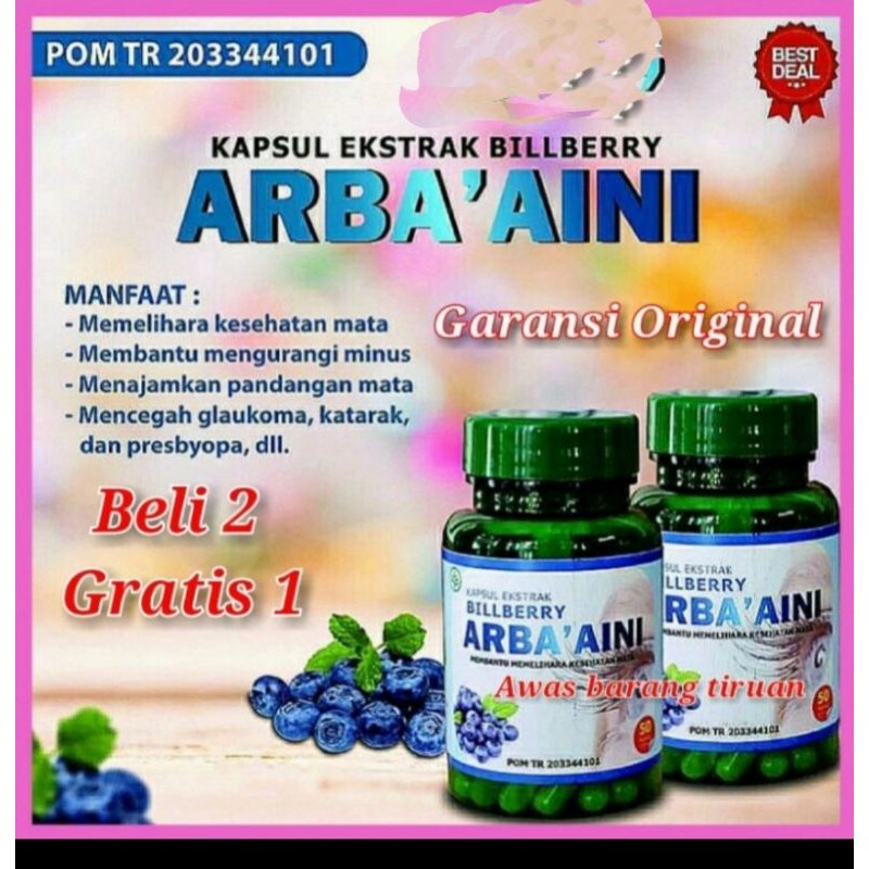 Obat Mata Minus-Obat Mata Katarak-Mata Silinder-Kapsul Extra Bilberry Arba'aini Original