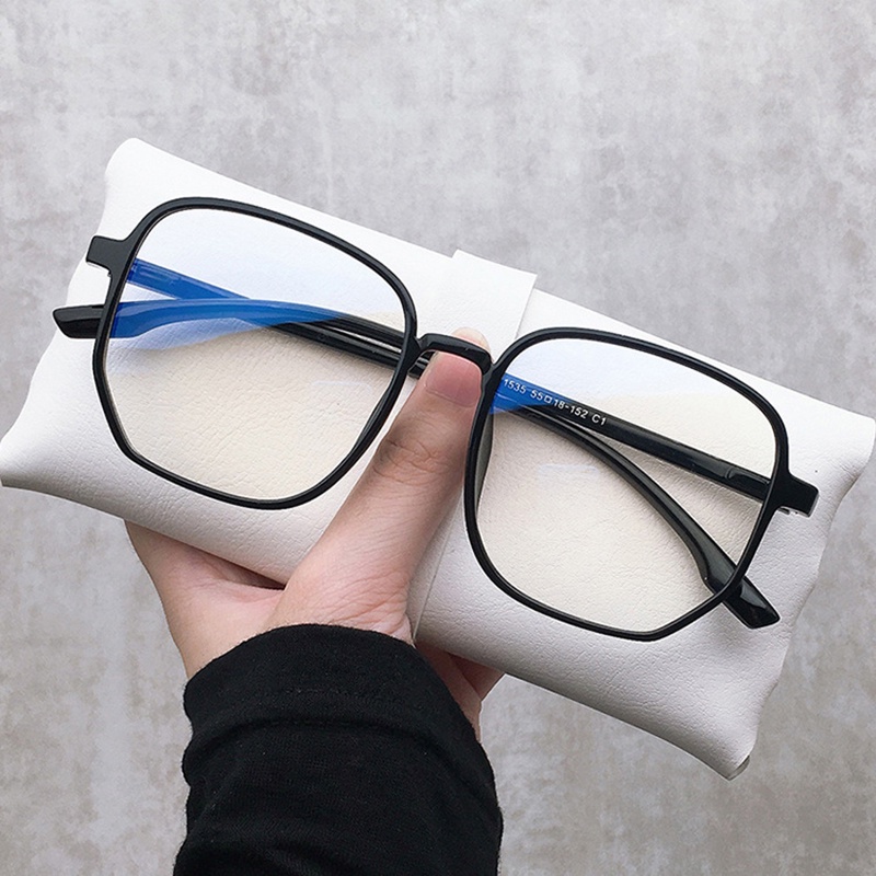 (YUZHU) Ultra Ringan Ultra Tipis Bingkai Persegi Anti Cahaya Biru Kacamata Korea Fashion Oversized Frame Transparan Warna Eyeglasses