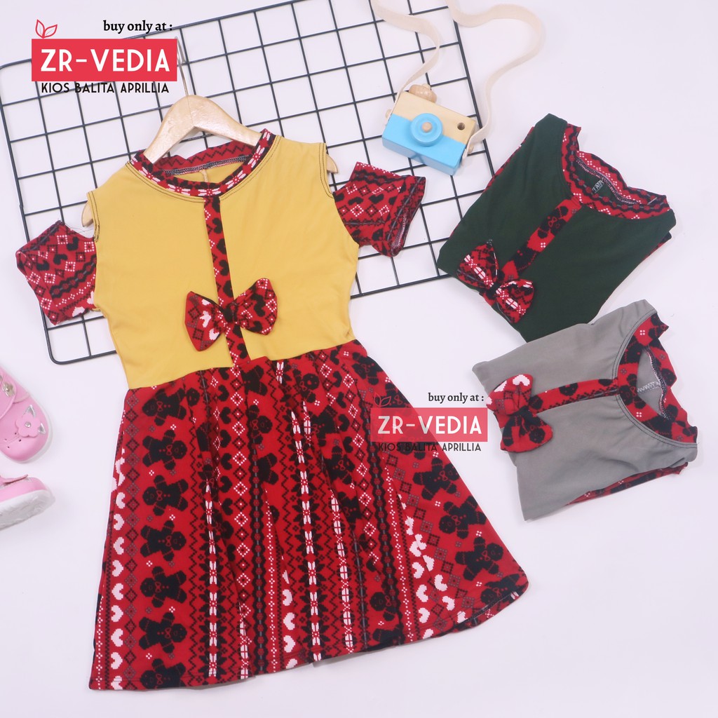 (NATAL) Dress Sabrina uk 4-7 tahun -  Baju Gaun Pesta Kids Adem Murah Dres Anak Perempuan Harian