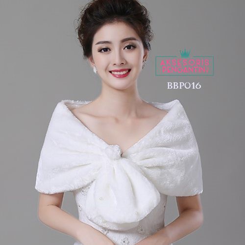 [SIAP KIRIM] BOLERO KARDIGAN CARDIGAN PESTA AKSESORIS PENGANTIN BULU PUTIH BBP016