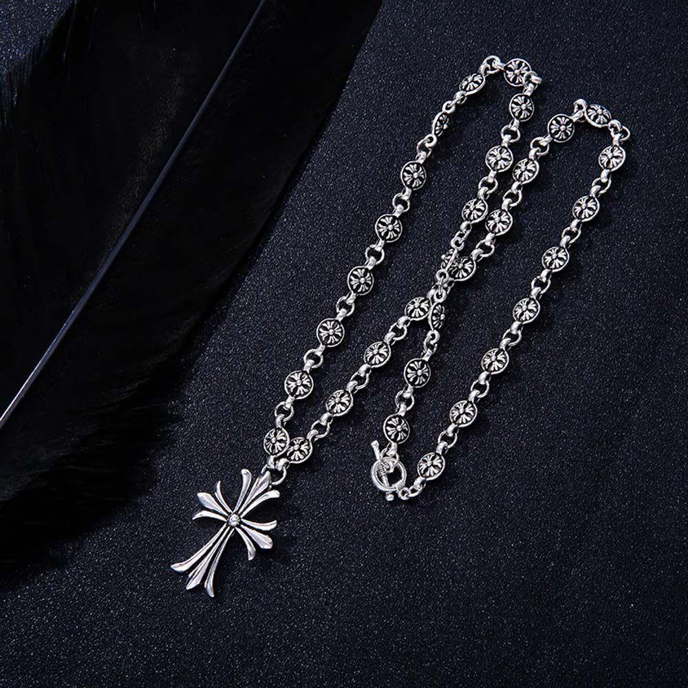 Mxbeauty Pria Kalung Punk Hip-hop Unik Emas Kalung Sweater Rantai Berlian Berlian Berlian Imitasi Zirkon Kalung Salib Ganda