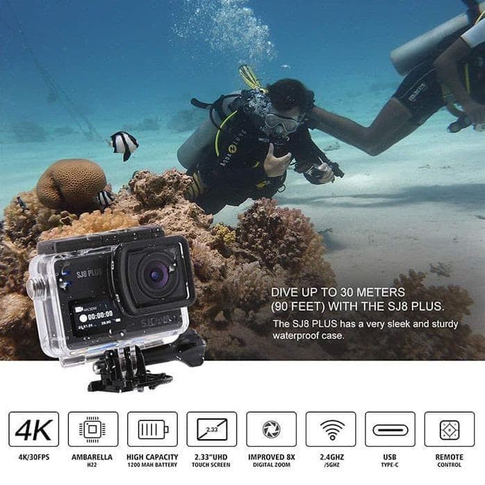 SJCAM SJ8 PLUS 4K Touchscreen Action Kamera 3 Way Super 32GB