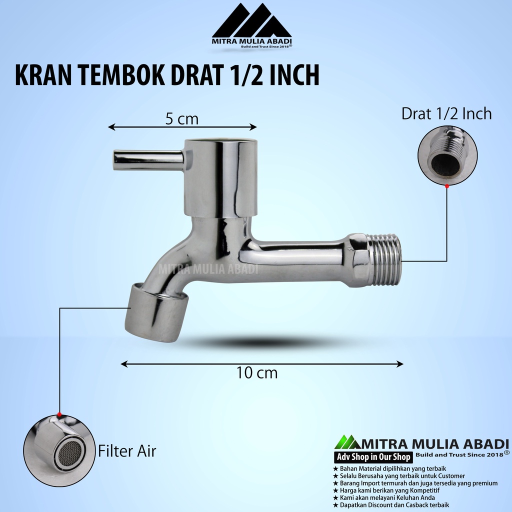 Keran Tongkat l Cuci Tembok Taman/ Kran Air Stainless 1/2 inci 0.5