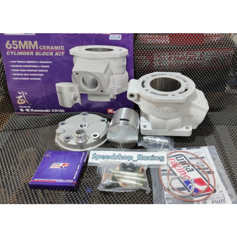 BLOK SEHER UMA RACING KERAMIK NINJA 150 R RR SS UKURAN 65 PIN 15 KOMPLIT PISTON KIT NINJA KISS IMPOR