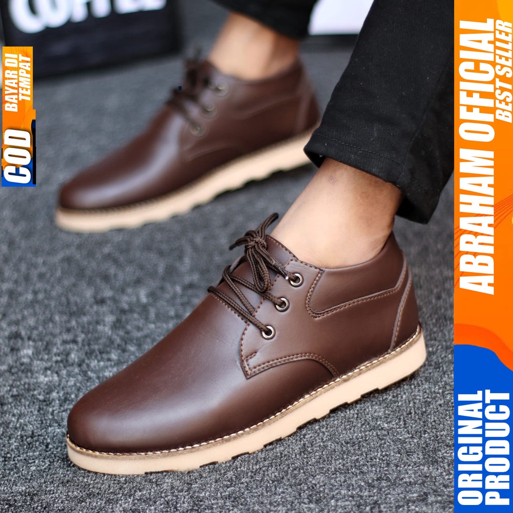 ABRHM X COLE Sepatu Kasual Pria Sepatu Pria Casual Sepatu Casual Cowok/Cowo Kulit PU Sepatu Kerja Kantor Semi Formal Anti Slip Kuliah Kondangan Gaya keren Kekinian Murah Terlaris