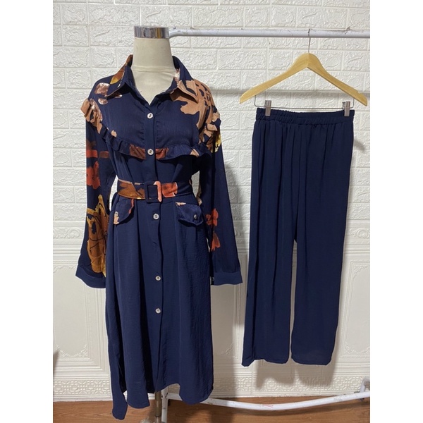 ONE SET LONG TUNIK BUNGA JODIE CRINKLE MANGO MIX BUNGA POLOS JUMBO BIGSIZE BUSUI PGMTA GROSIR MURAH