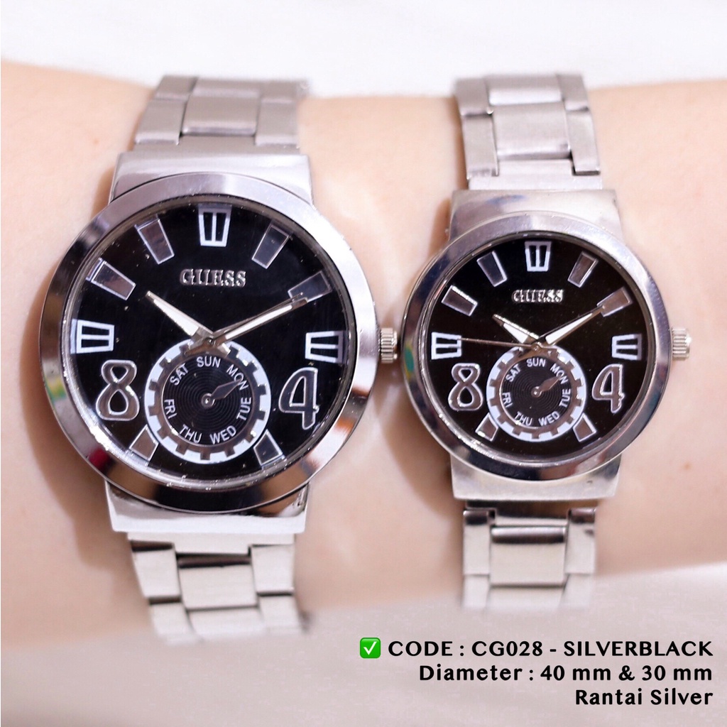 Jam tangan couple guess rantai stailess harga sepasang CG029